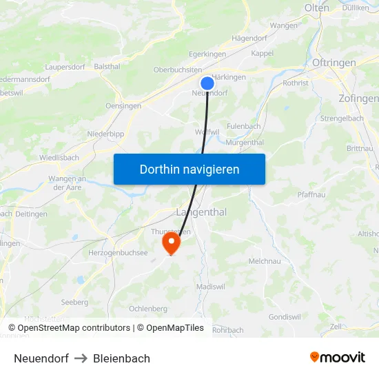 Neuendorf to Bleienbach map
