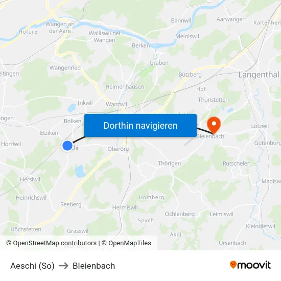 Aeschi (So) to Bleienbach map