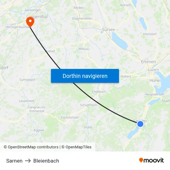 Sarnen to Bleienbach map