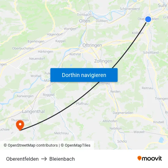 Oberentfelden to Bleienbach map