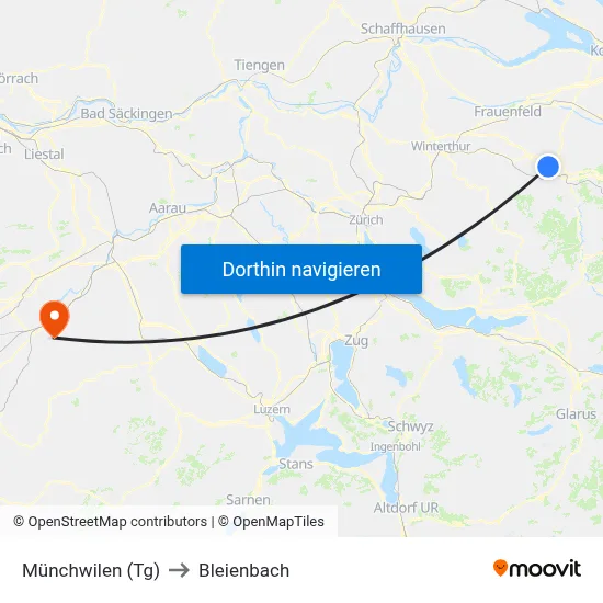 Münchwilen (Tg) to Bleienbach map