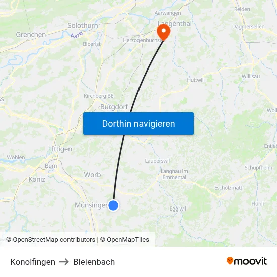Konolfingen to Bleienbach map