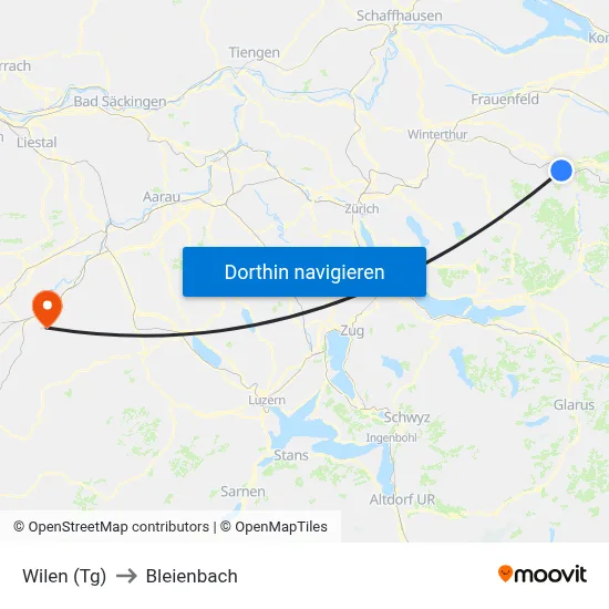 Wilen (Tg) to Bleienbach map