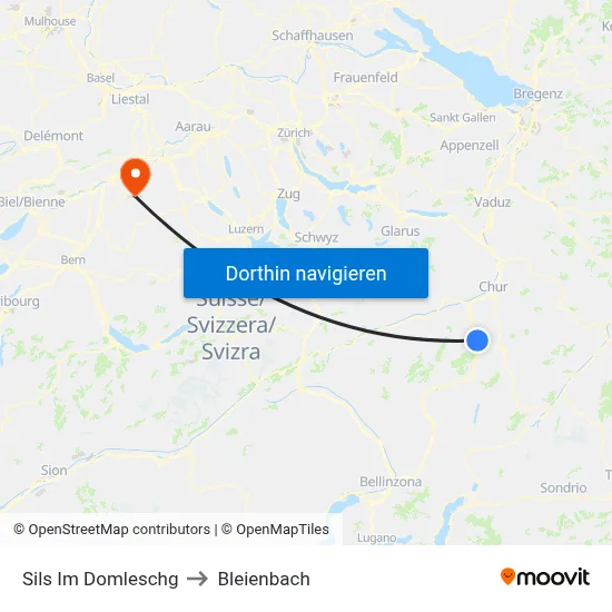 Sils Im Domleschg to Bleienbach map