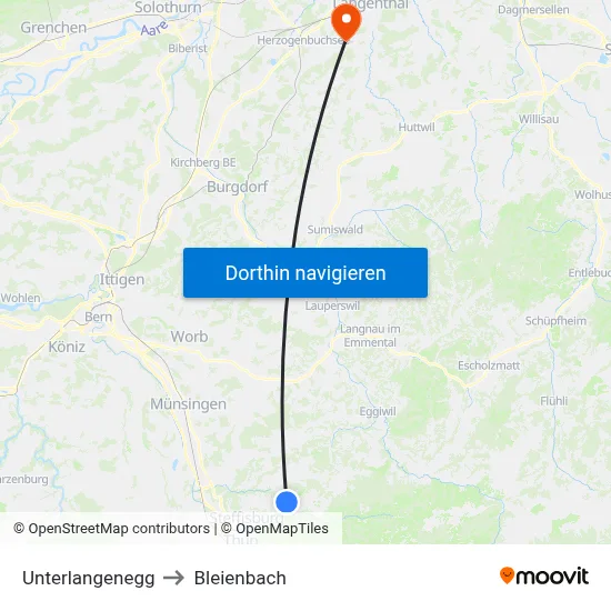 Unterlangenegg to Bleienbach map