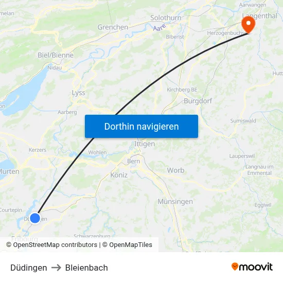 Düdingen to Bleienbach map