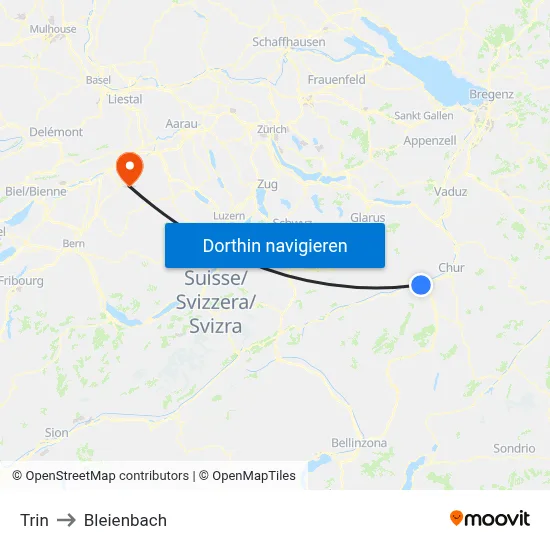 Trin to Bleienbach map