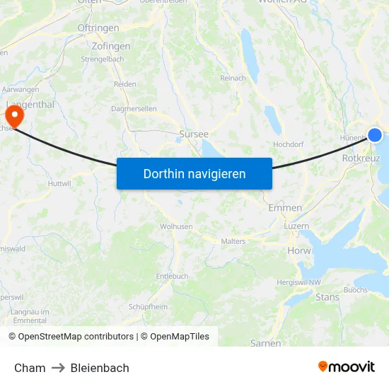 Cham to Bleienbach map