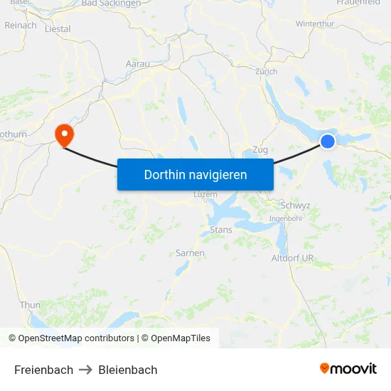 Freienbach to Bleienbach map