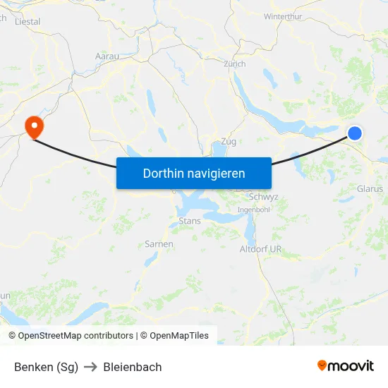 Benken (Sg) to Bleienbach map