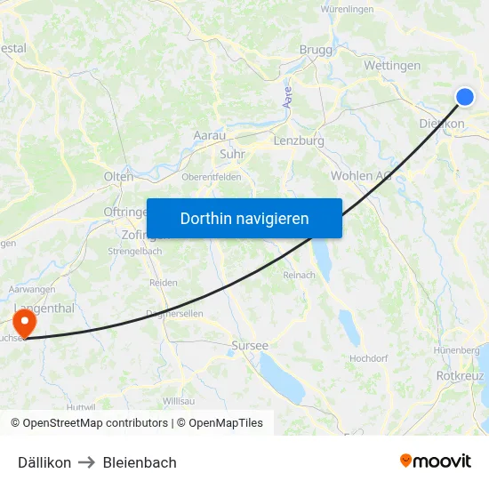 Dällikon to Bleienbach map