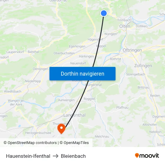 Hauenstein-Ifenthal to Bleienbach map