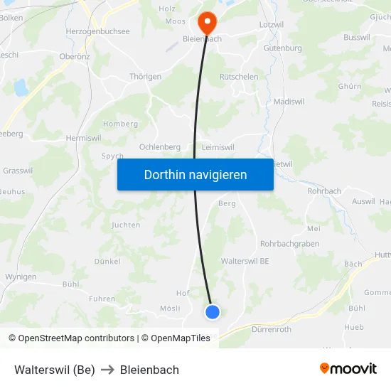 Walterswil (Be) to Bleienbach map