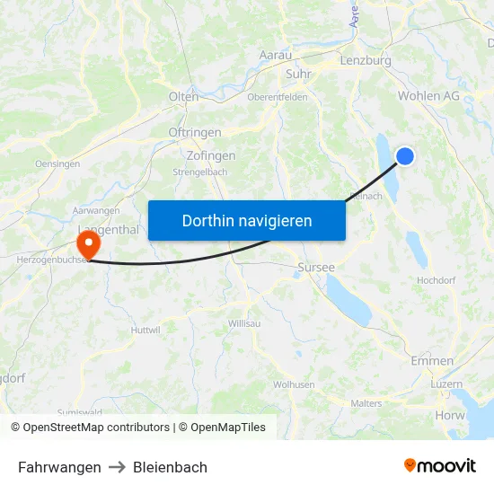 Fahrwangen to Bleienbach map