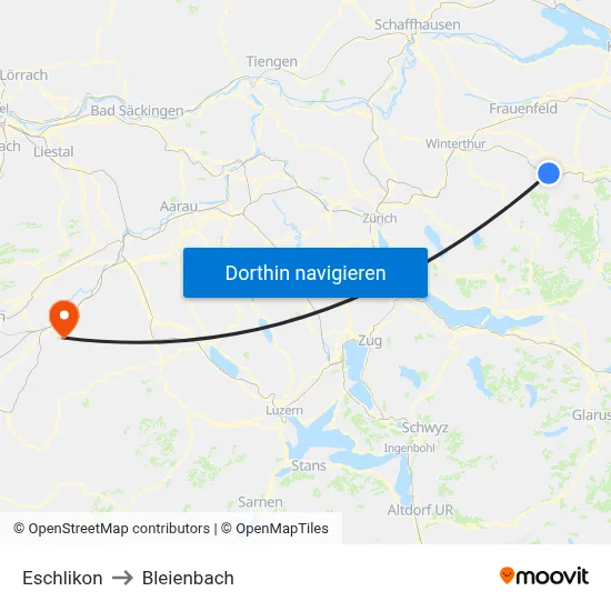 Eschlikon to Bleienbach map