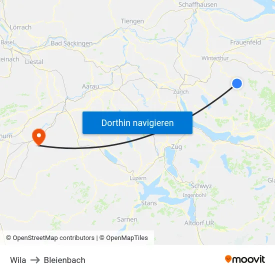 Wila to Bleienbach map