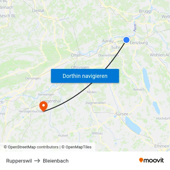 Rupperswil to Bleienbach map
