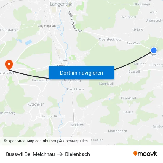 Busswil Bei Melchnau to Bleienbach map