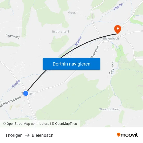 Thörigen to Bleienbach map