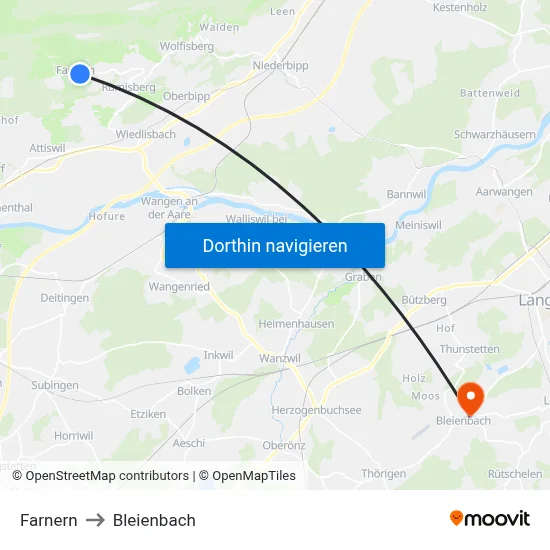 Farnern to Bleienbach map