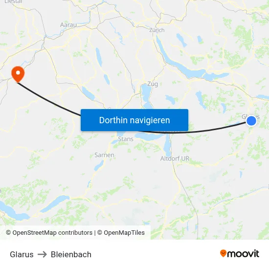 Glarus to Bleienbach map