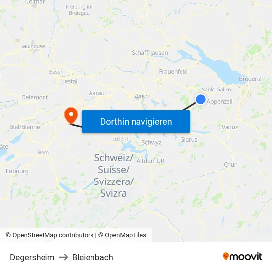Degersheim to Bleienbach map