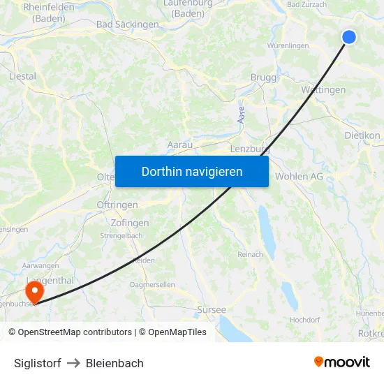 Siglistorf to Bleienbach map