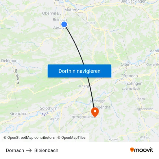 Dornach to Bleienbach map