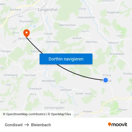 Gondiswil to Bleienbach map