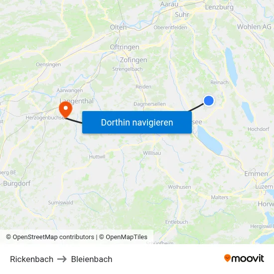Rickenbach to Bleienbach map
