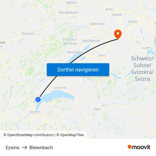 Eysins to Bleienbach map