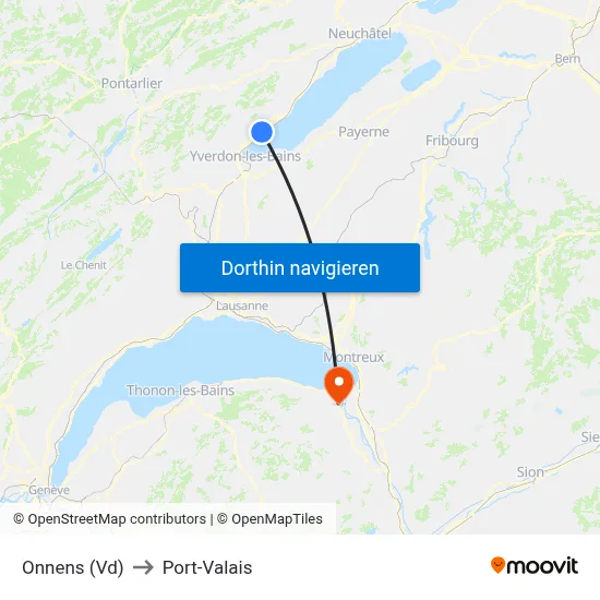 Onnens (Vd) to Port-Valais map