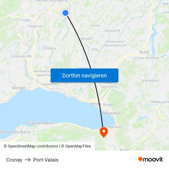 Cronay to Port-Valais map
