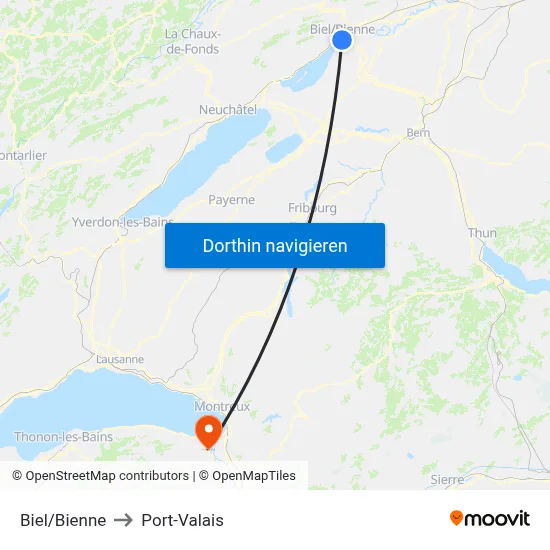 Biel/Bienne to Port-Valais map