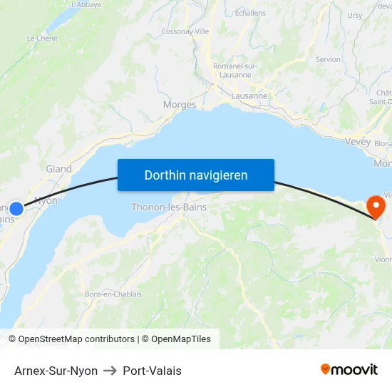 Arnex-Sur-Nyon to Port-Valais map