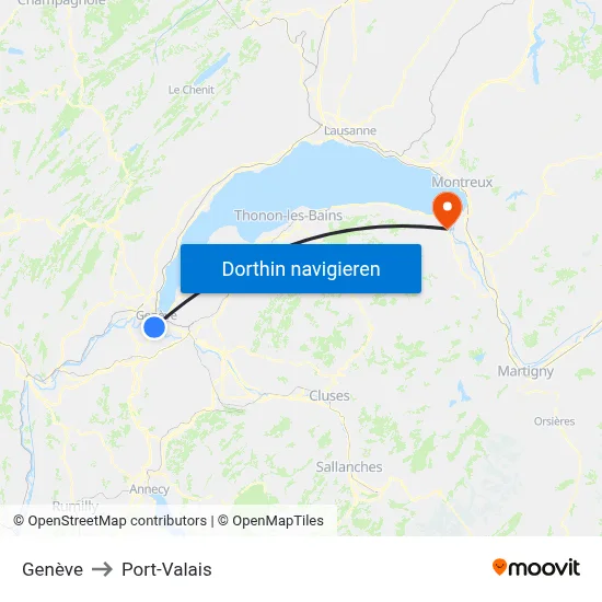 Genève to Port-Valais map