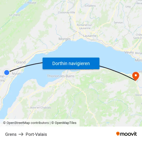 Grens to Port-Valais map