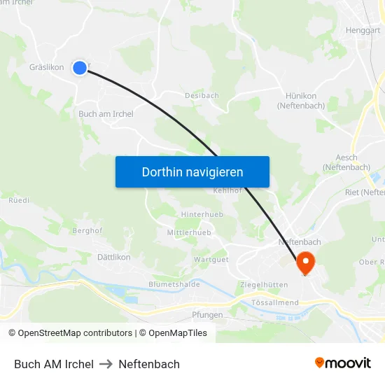 Buch AM Irchel to Neftenbach map