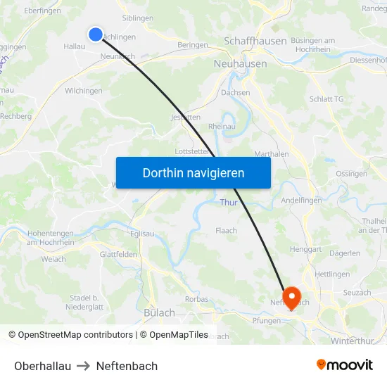 Oberhallau to Neftenbach map