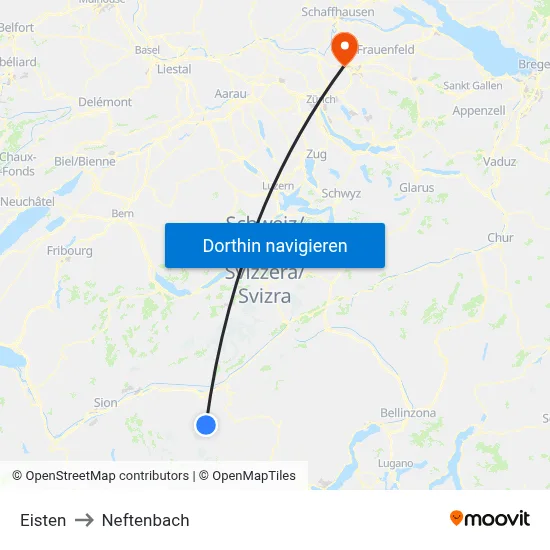 Eisten to Neftenbach map