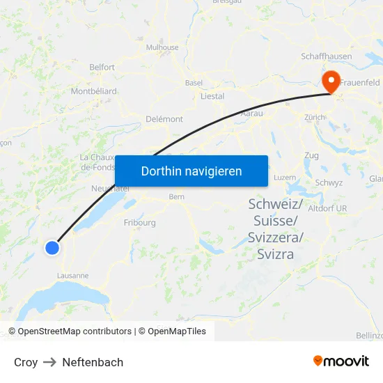 Croy to Neftenbach map