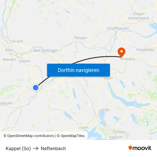 Kappel (So) to Neftenbach map
