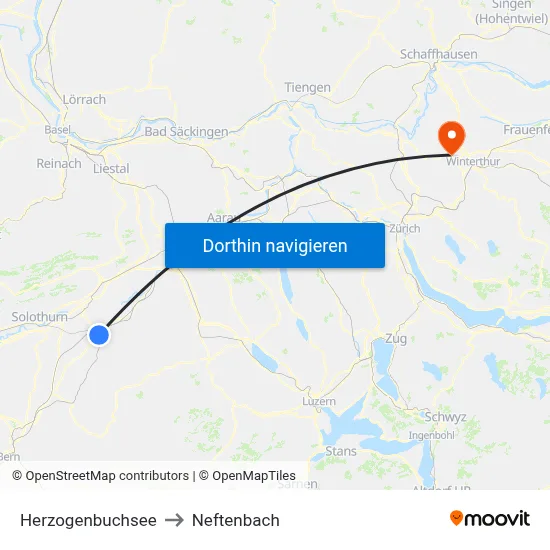 Herzogenbuchsee to Neftenbach map