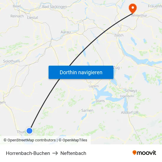 Horrenbach-Buchen to Neftenbach map