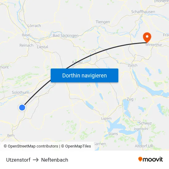 Utzenstorf to Neftenbach map