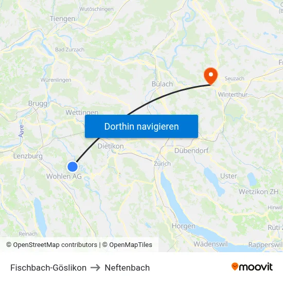 Fischbach-Göslikon to Neftenbach map