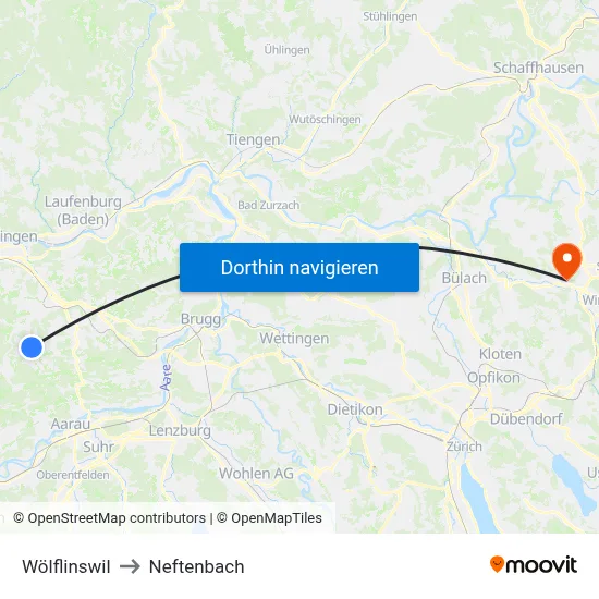 Wölflinswil to Neftenbach map
