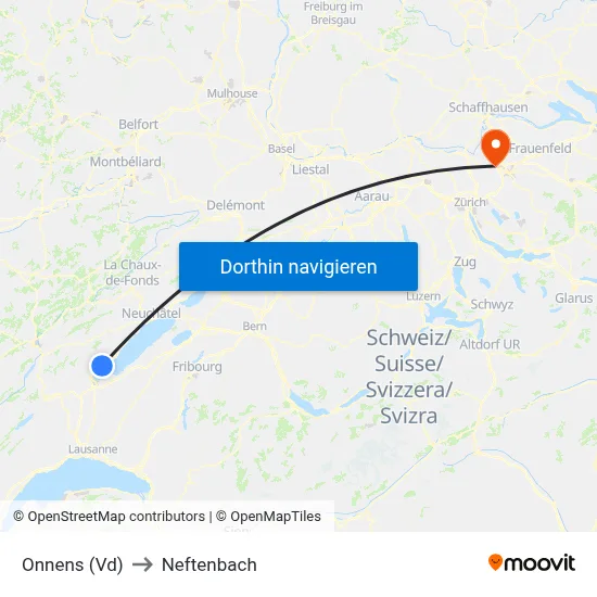 Onnens (Vd) to Neftenbach map