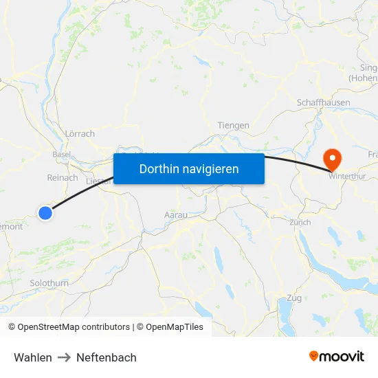 Wahlen to Neftenbach map
