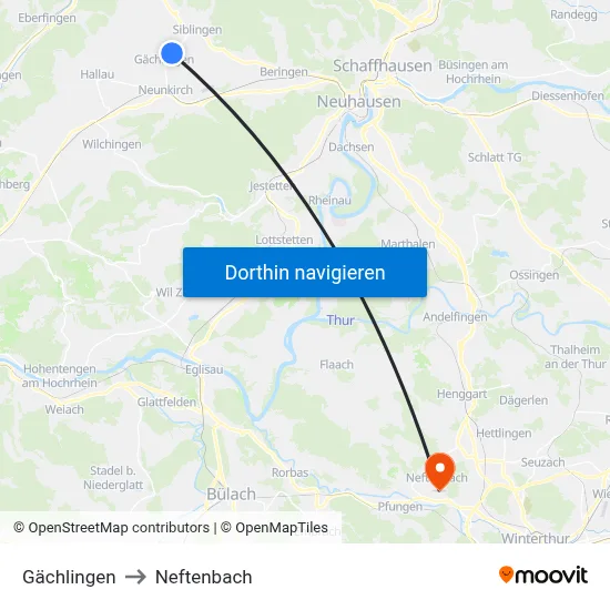 Gächlingen to Neftenbach map